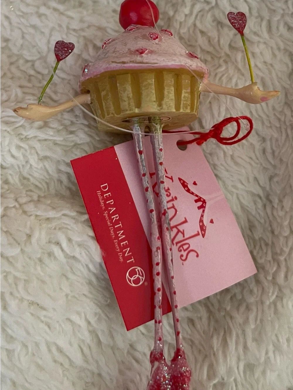 Department 56 Pink and Red Cupcake Ornament Krinkles